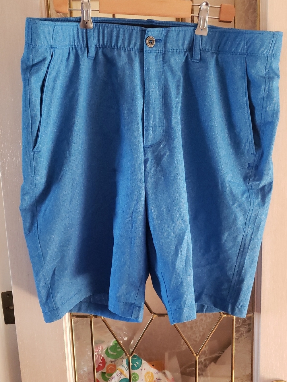 Under Armour UA Mens Shorts 40 Blue Golf Pockets Casual Stretch.  Size 38